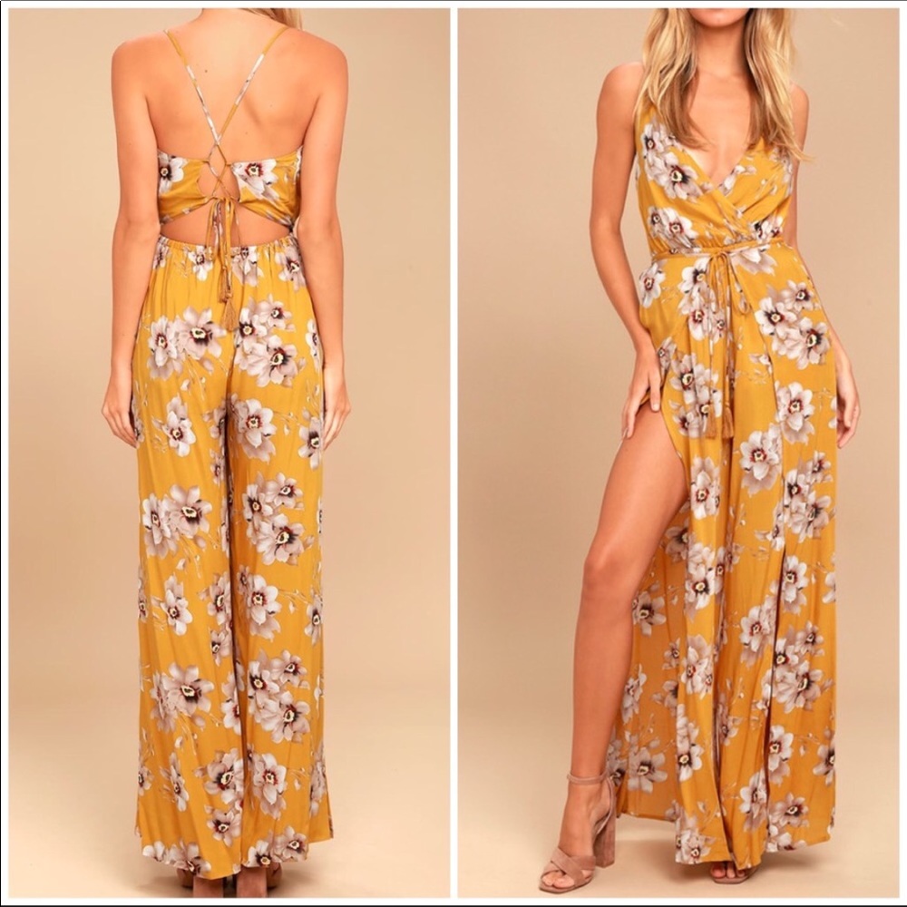Yellow Floral Lulu’s Junpsuit